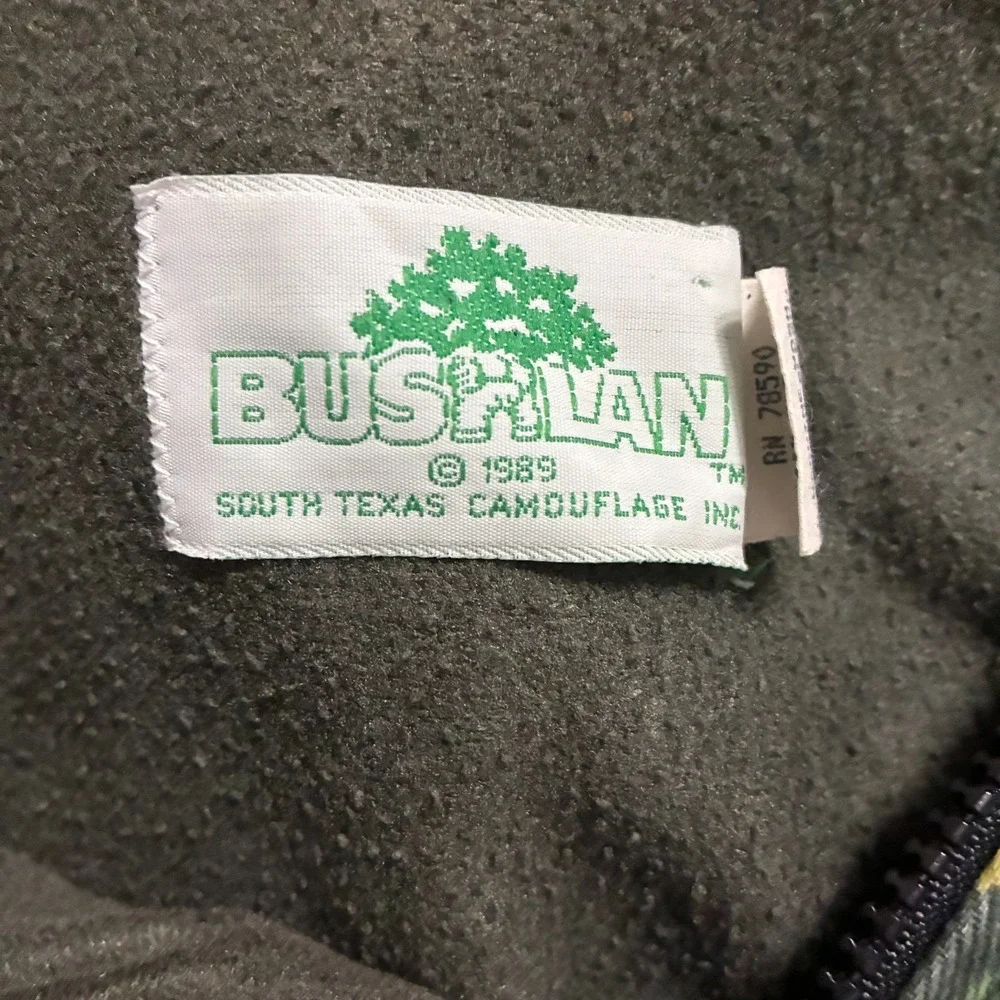Vtg Bushlan Texas Camo USA Hoodie Jacket‎ Mens M Full Zip Fleece Lined Gorpcore